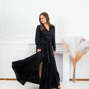 ワンピース MALO BLACK LINEN LONG DRESS PRODUCT-JUL12024-OFFSHORE2-27.