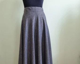 Wollrock Grau Lang • Winter Hohe Taille Viktorianischer Rock • Minimalistischer, formeller Rock • Eleganter Maxi Wollrock • Schlagrock