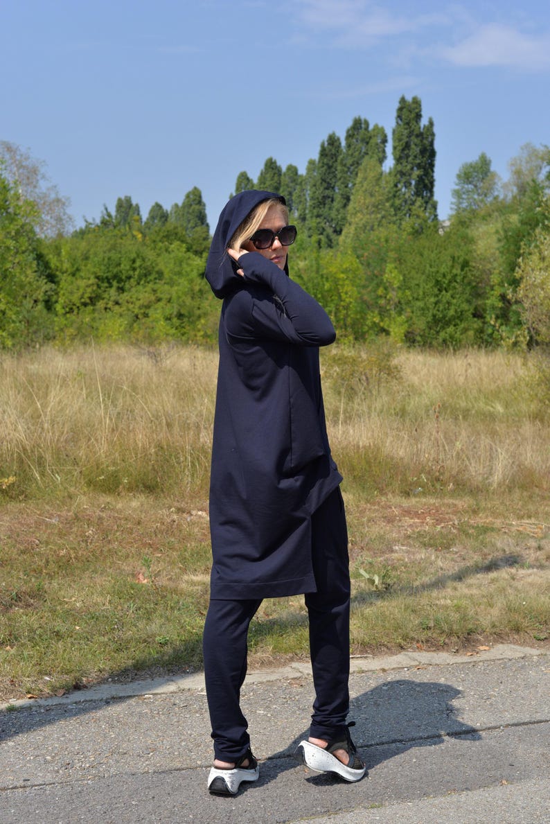 Hoodie And Joggers, Women Activewear Set, Dark Blue Lounge Wear Set, Plus Size Clothing, Hooded Sweatsuit Woman, Dark Blue Sport Set