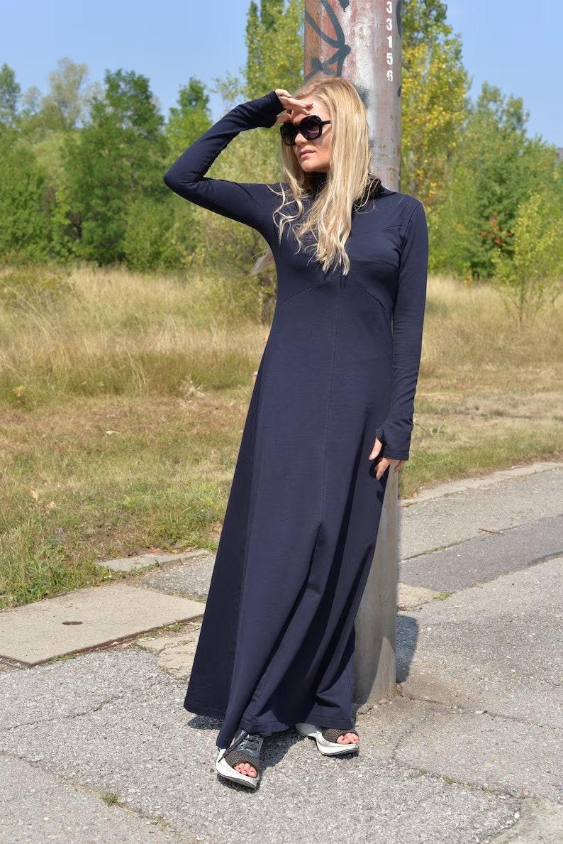 Turtleneck Maxi Dress Black, Winter Maxi Dress, Gothic Maxi Dress, Plus Size Maxi Dress, Sweater Dresses, Long Sleeves Dress