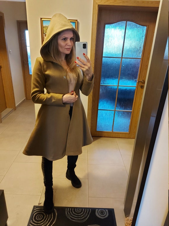 Camel Coat Women Long Wool Coat Camel Women s Hooded Coat Hooded Winter Jacket Wool Coat Women Camel Princes Single Breast Coat Etsy