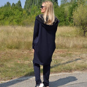 Hoodie And Joggers, Women Activewear Set, Dark Blue Lounge Wear Set, Plus Size Clothing, Hooded Sweatsuit Woman, Dark Blue Sport Set