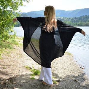 Lounge Wear Dress • Black Summer Vest For Beach • See-through Cardigan • Asymmetric Lounge Vest • Plus Size Clothing • Black Sexy Vest