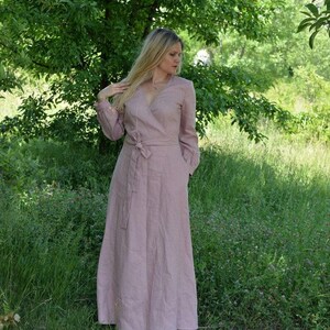 Boho Style Wedding Dress, Organic Summer Wrap Linen Dress, Linen Maxi Dress, Plus Size Clothing, Romantic Linen Dress, Salomon Linen Dress