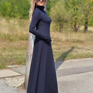 Turtleneck Maxi Dress Black, Winter Maxi Dress, Gothic Maxi Dress, Plus Size Maxi Dress, Sweater Dresses, Long Sleeves Dress