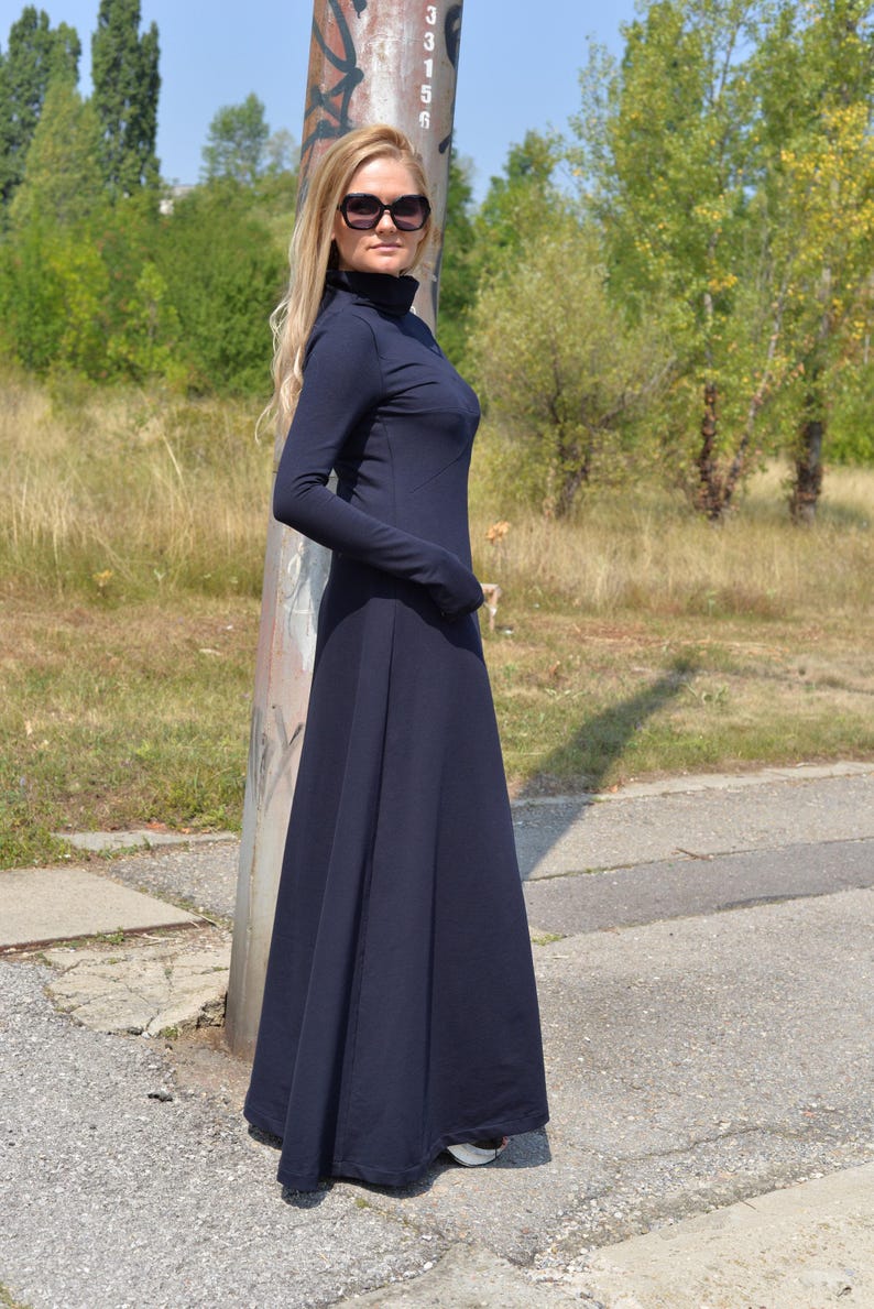 Turtleneck Maxi Dress Black, Winter Maxi Dress, Gothic Maxi Dress, Plus Size Maxi Dress, Sweater Dresses, Long Sleeves Dress