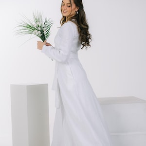 Boho Style Wedding Dress, Summer Linen Dress, Linen Wrap Dress, Linen Maxi Dress, Plus Size Dress, Romantic Linen Dress, White Linen Dress