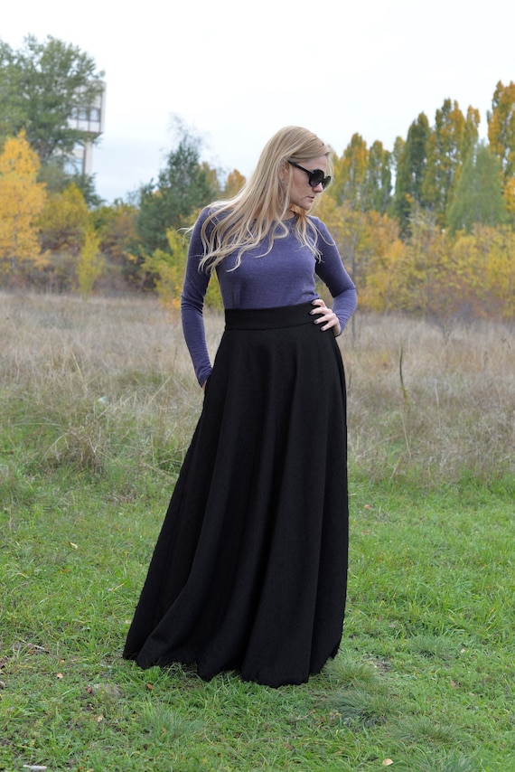 Wool Maxi Skirt Long Plus Size Clothing Winter High Waist - Etsy