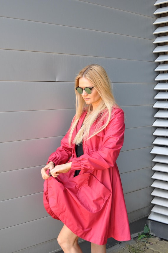 Rain Coat  Hooded Summer Trench Coat  Elastic Waist Trench  Spring Trench  Coat  Comfortable Trench Coat  Casual Jacket - Etsy