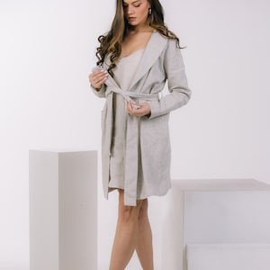 Natural Linen Coat With Shawl Collar And Big Pockets, Linen Jacket, Summer Linen Coat, Boho Linen Coat, Linen Jacket Woman