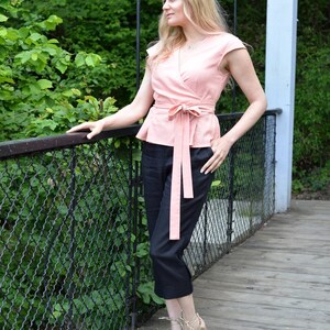 Lino per pantaloni a vita alta, pantaloni con sacchetto di carta, eleganti pantaloni di lino affusolati neri, pantaloni casual, pantaloni Boho di lino, vestiti taglie forti