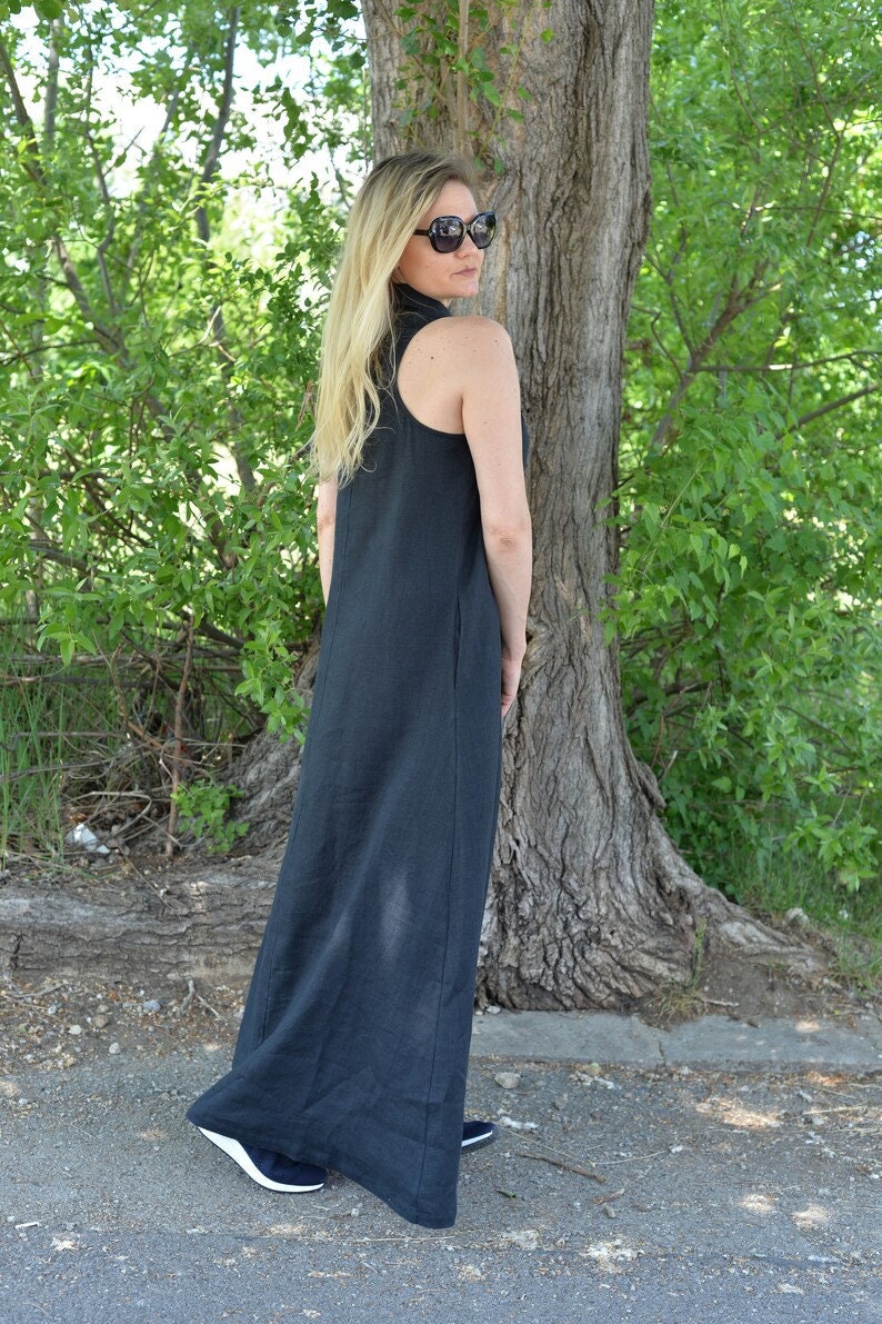 ●Bad Blue●Buttons Collar Dress (Black) Black dress with collar and front buttons – guntina