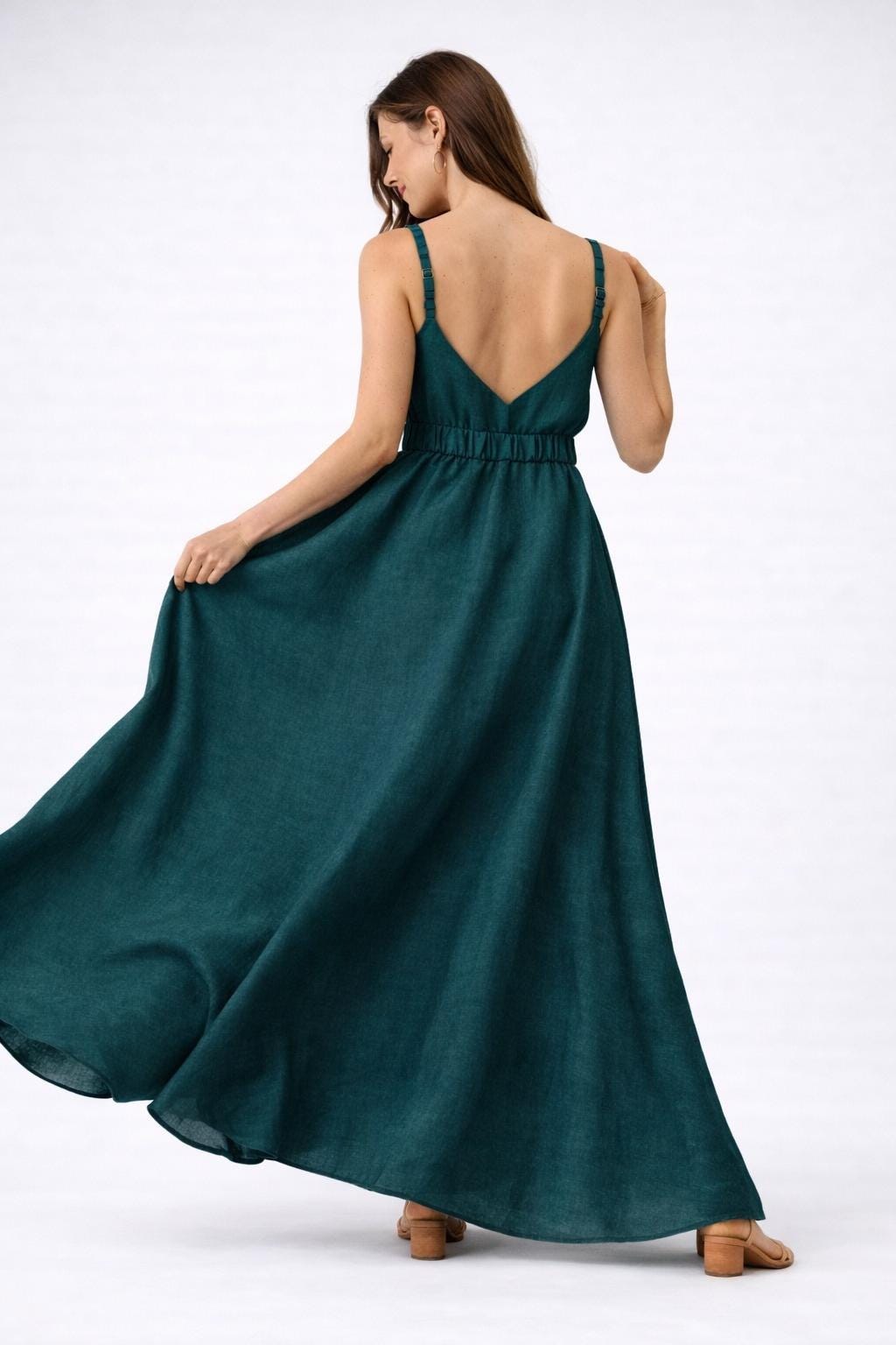 Emerald Dress Open Back - Etsy