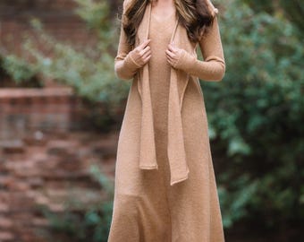 Abito da donna con cappuccio, tinta unita, oversize, con cappuccio, a maniche lunghe, per lo sport, con grandi tasche su entrambi i lati, Blu, S