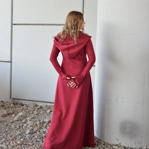 Hooded Maxi Dress Black, Winter Maxi Dress, Gothic Maxi Dress, Plus Size Maxi Dress, Sweater Dresses, Long Sleeves Dress, Cotton Warm Dress image 4