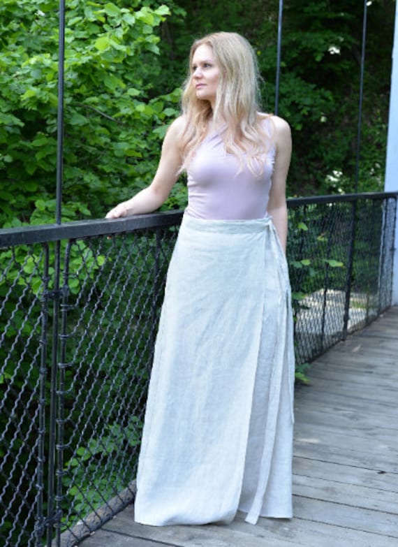 Linen Wrap Skirt Max Natural Linen Skirt Linen Wrap Skirt With Pockets High Waisted Linen Skirt Washed Linen Skirt Elegant Skirt