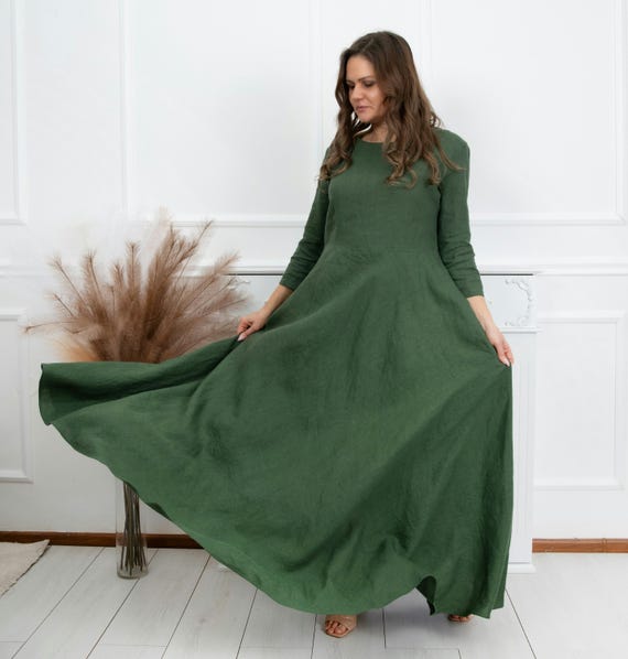 green emerald velvet dress Olive Green Gothic Military Dress main image 0