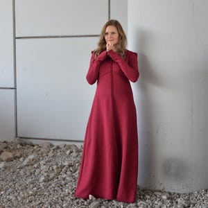 Hooded Maxi Dress Black, Winter Maxi Dress, Gothic Maxi Dress, Plus Size Maxi Dress, Sweater Dresses, Long Sleeves Dress, Cotton Warm Dress image 7