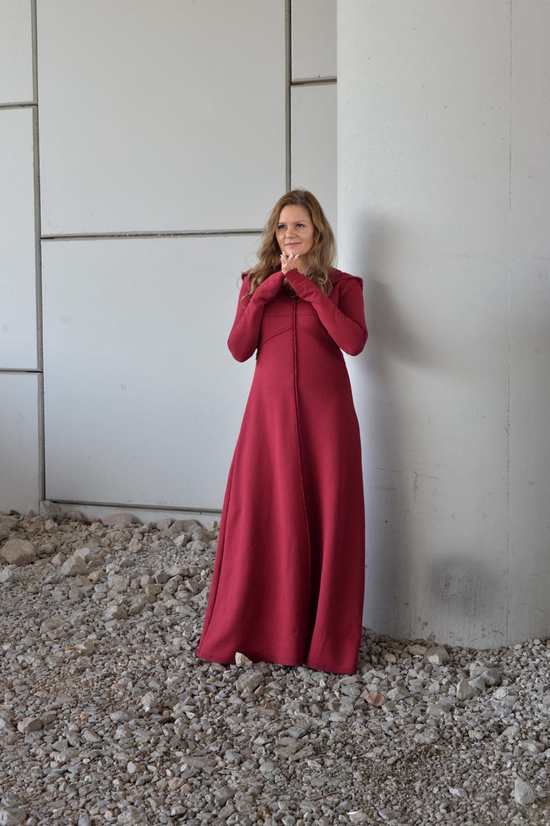 Hooded Maxi Dress Black, Winter Maxi Dress, Gothic Maxi Dress, Plus Size Maxi Dress, Sweater Dresses, Long Sleeves Dress, Cotton Warm Dress image 7