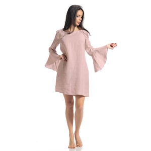 Wedding Guest Dress • Romantic Linen Dress • Bridesmaids Midi Dress • Romantic Sleeve Dress • Linen Boho Dress • Plus Size Clothing