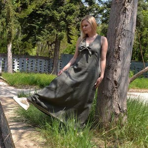 Sleeveless Linen Dress, Summer Maxi Dress, Military Linen Dress, Organic Linen Dress, Maxi Linen Dress, Linen Dresses For Women