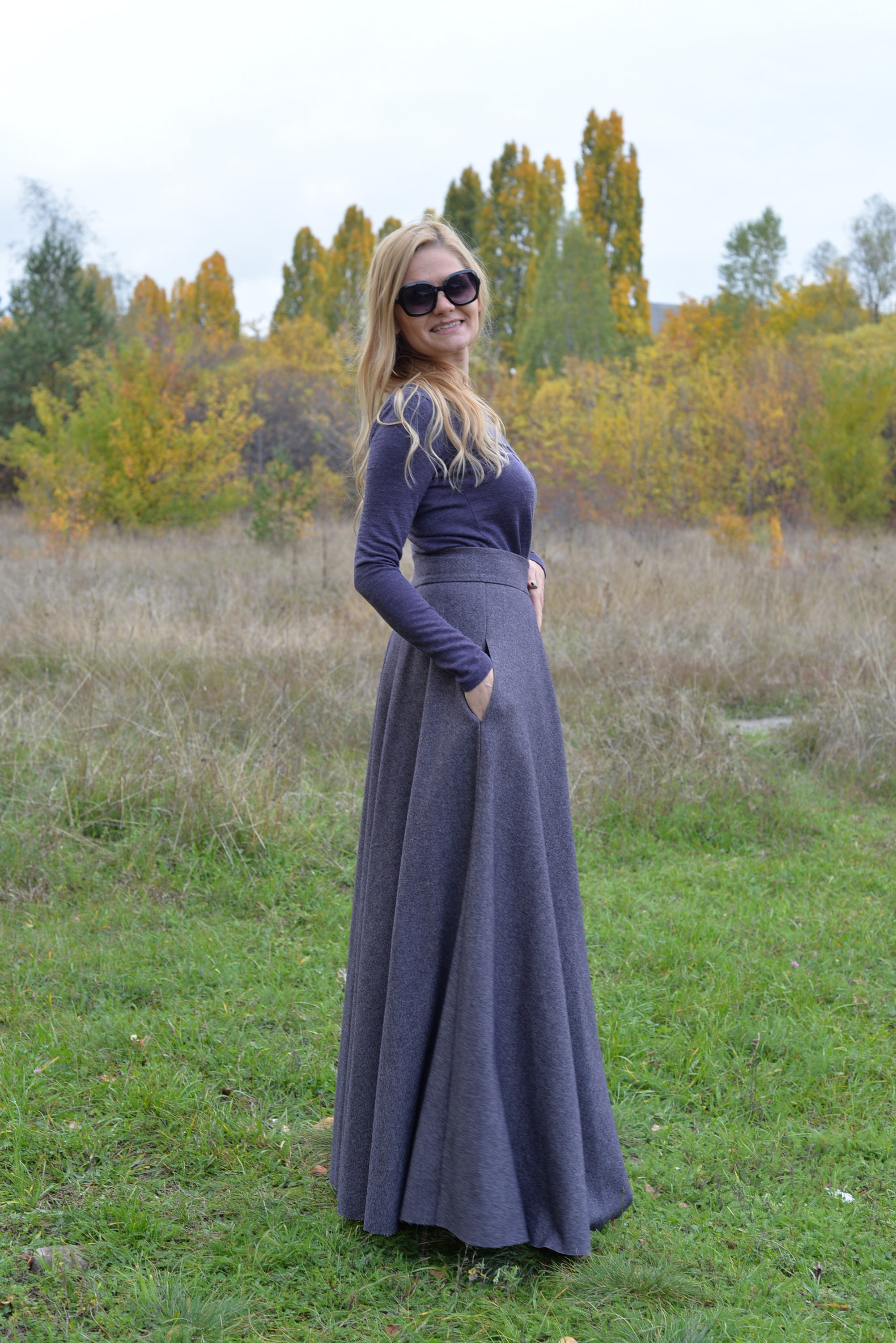 Wool Maxi Skirt Long Plus Size Clothing Winter High Waist - Etsy