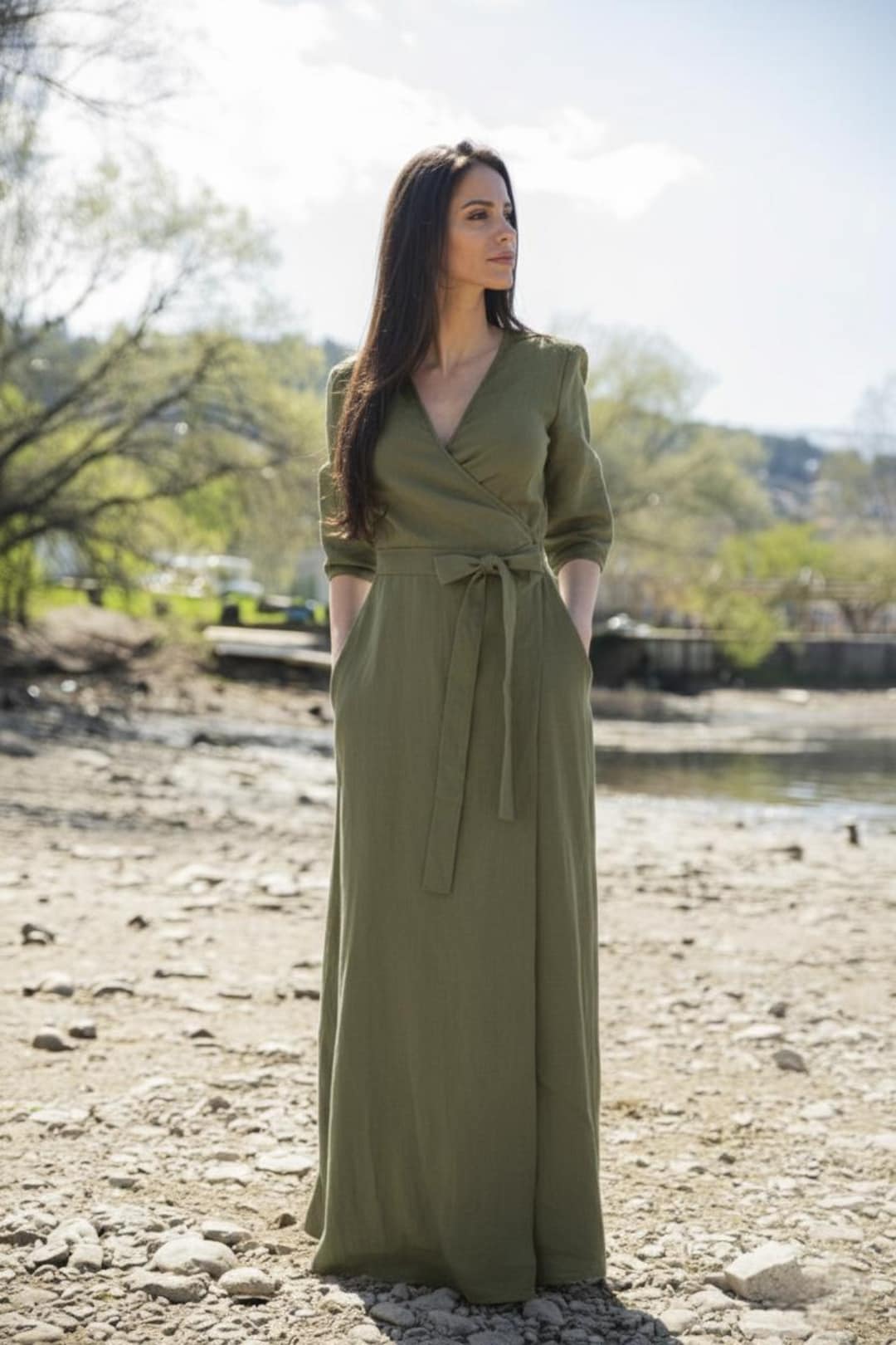 black short sleeve wrap dress Rossetti Maxi - 1950s Green & White special-price-SITO_US_1 Variant:Black/Multi size 12 94% polyester