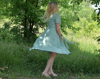 Wrap Linen Dress, Natural Linen Wrap Dress, Washed Linen Dress, Romantic Maxi  Linen Dress, Plus Size Dress, Bohemian Long Linen Dress - Etsy