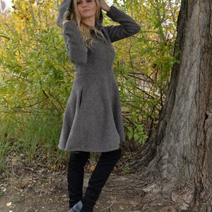 Manteau croisé en laine, Manteau à capuche pour femme, Manteau en laine à capuche, Manteau de princesse à capuche, Vêtements grande taille, Manteau en laine XS, Manteau en laine classique