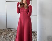 Hooded Maxi Dress Black, Winter Maxi Dress, Gothic Maxi Dress, Plus Size Maxi  Dress, Sweater Dresses, Long Sleeves Dress, Cotton Warm Dress - Etsy