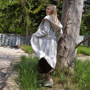 Coat Hooded Cardigan, Natural Linen Coat, Linen Jacket Woman, Cardigan For Women, Summer Linen Coat, Hooded Linen Coat, Boho Cardigan