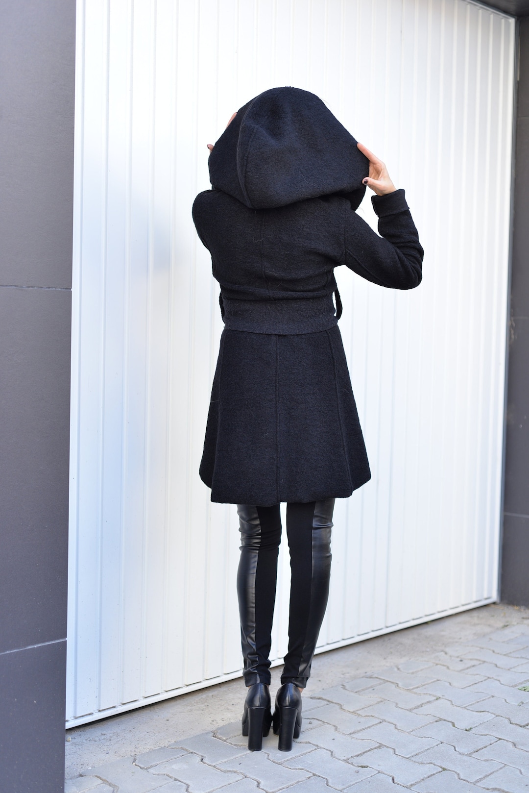 17337 Black Hooded Cardigan