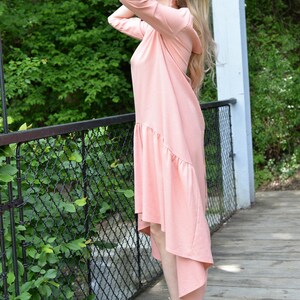 Maxi Linen Dress, Interesting Dress, Asymmetric Loose Maxi Dress, Linen Viscose Dress, Casual Comfy 4/3 Sleeve Dress