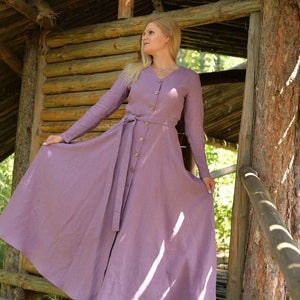 Shirt Dress Button Down, Lavender Linen Dress, Linen Maxi Dress, Classic Linen Dress, Linen Dresses For Women