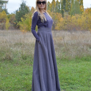 Maxi Wool Dress, Maxi Skirt Long, Plus Size Clothing, Winter High Waist Victorian Skirt, Minimalist Formal Skirt, Elegant Maxi Wool Skirt