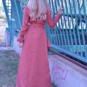 Linen Wrap Dress • Maxi Linen Dress • Summer Linen Dress • Romantic Linen Dress • Long Wrap Linen Dress • Terracotta Linen Dress