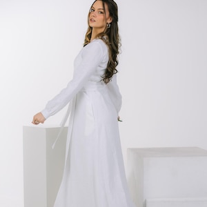 White Linen Dress, Linen Wrap Dress, Boho Style Wedding Dress, Summer Linen Dress, Linen Maxi Dress, Plus Size Dress, Romantic Linen Dress