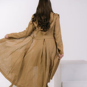 Fall Cardigan Jacket, Princess Coat For Women, Heavy Linen Coat, Long Linen Cardigan, Hooded Coat With Pockets, Boho Cardigan, Linen Coat