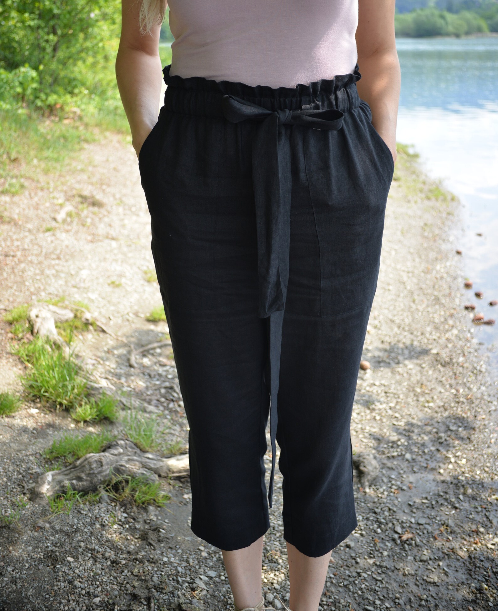 tapered linen trousers