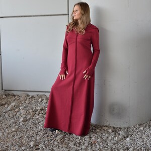 Hooded Maxi Dress Black, Winter Maxi Dress, Gothic Maxi Dress, Plus Size Maxi Dress, Sweater Dresses, Long Sleeves Dress, Cotton Warm Dress image 8