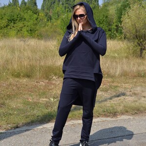 Hoodie And Joggers, Women Activewear Set, Dark Blue Lounge Wear Set, Plus Size Clothing, Hooded Sweatsuit Woman, Dark Blue Sport Set