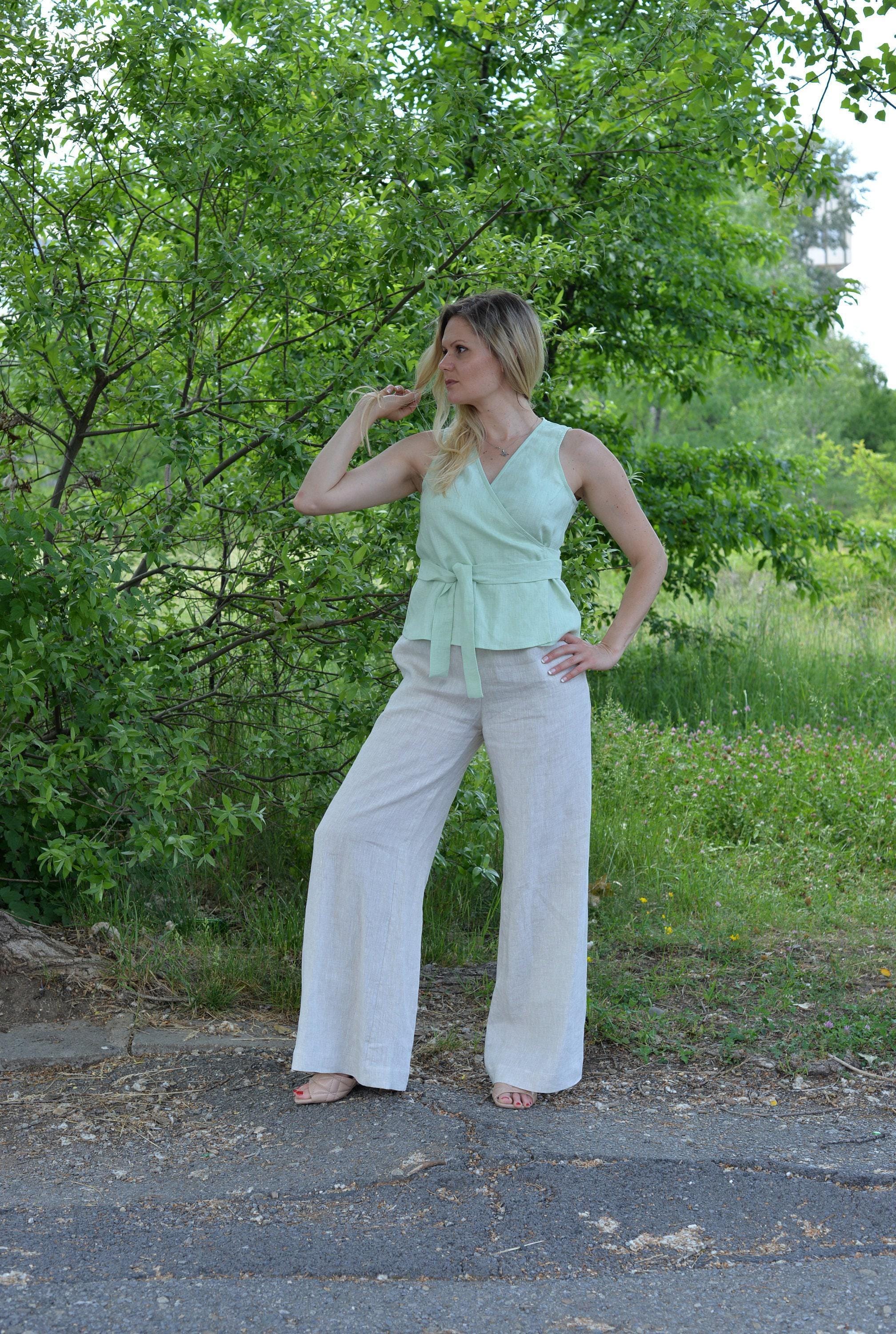 Libin Pantalones De Lino Para Mujer, De Pierna Ancha
