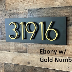 Horizontal Address Sign, Modern Floating Number Wood Address Sign, Floating Metal Number Address Plaque, Rustic Home Decor, Home or Office