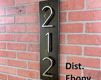 Modern Floating Number Wood Address Sign For Home or Office, Home Wood Address Sign, Modern House Numbers, House Warming gift, Metal Numbers