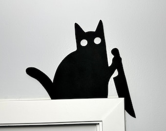Wooden Cat Door Topper, Halloween Decor, Cat Lover Gift