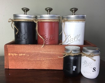 Mason Jar decor, Mason Jar Kitchen decor, Kitchen Canisters, Farmhouse Kitchen, Farmhouse Decor, Rustic Home Decor, Canister Set,