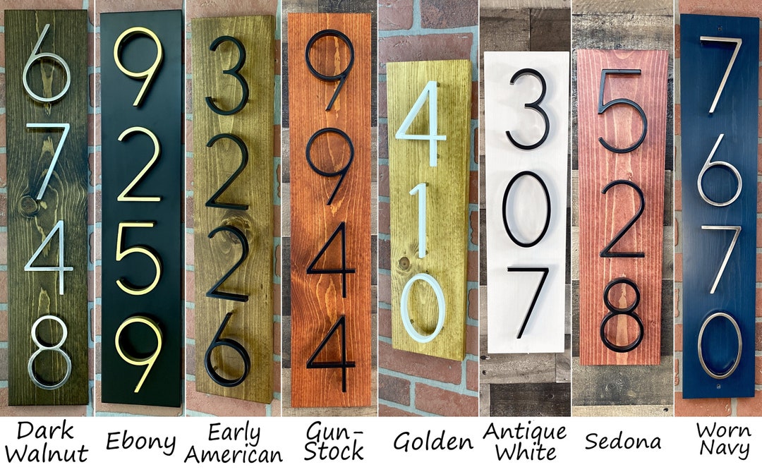 Modern Wood Address Sign With Floating Numbers - Etsy