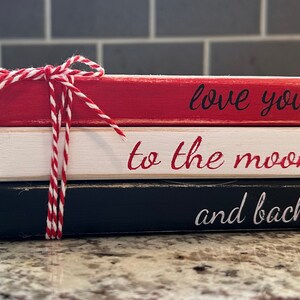 Valentines Day Mini Book set, Tiered Tray Decor, Farmhouse Decor, Custom Faux Book Display, Wood Book, Gifts for Her, Valentines Day Gift