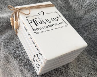 This is Us Family Book Stack, Farmhouse Book Decor, Decorative Faux Books, Wedding Gift, Anniversary