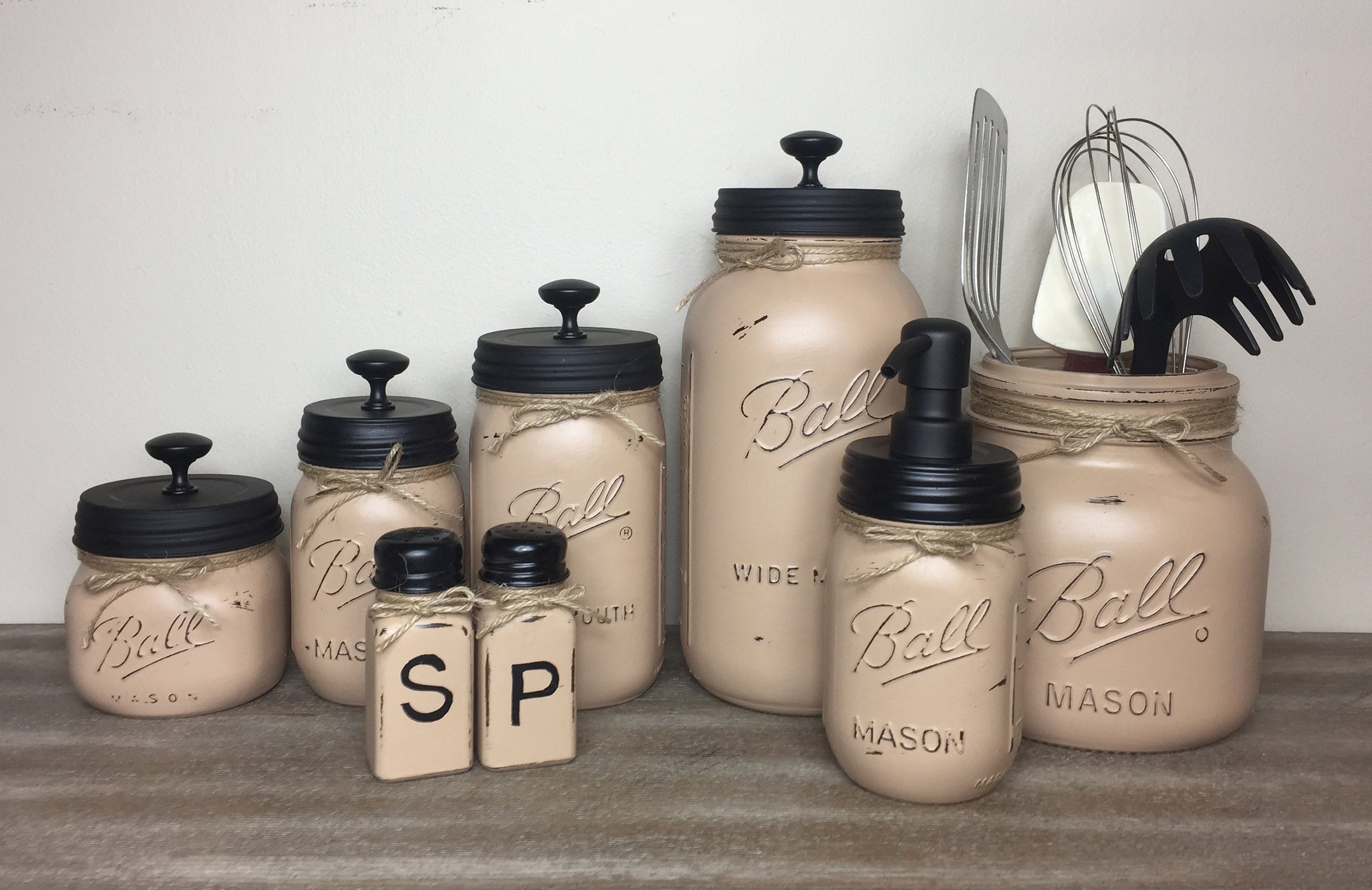 Mason Jar Kitchen Set Complete Mason Jar Set Mason Jar Etsy